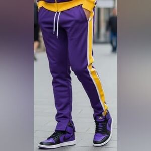 NWT Purple and Yellow Jogger Track Pants